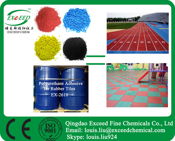 Polyurethane adhesive for rubber tiles